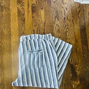 Striped Navy and White Women’s Casual Linen Pants